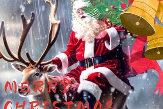 🎅✨ Santa braves the elements and descends in a rainstorm with his reindeer. ⛈️🎁