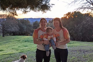 Photo of author and her twin sister and niece