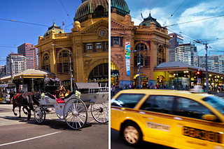 Taxis replace the CBD’s horse-drawn carts as an old-timey transport option