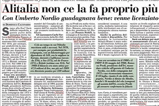 28th November 2019: Alitalia today on the Italian press.