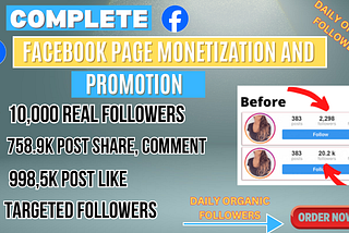 I will facebook page promotion, fb page monetization,fb marketing, criteria organically