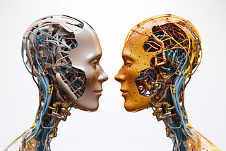 Image of two AI robots in facing off
