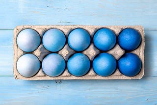 A collection of blue easter eggs for an article about ecommerce easter eggs from Selz ecommerce for growing businesses
