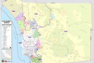 Map of San Diego County Assembly Districts
