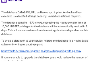 Heroku Row Limit Exceeded