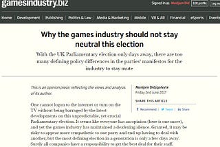 Why The Games Industry Should Not Stay Neutral This Election