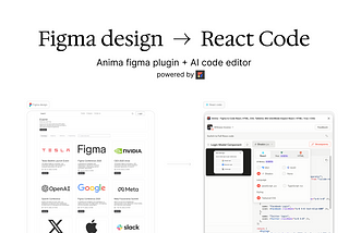Anima AI code editor, Figma design to React code instantly