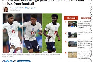 Newspaper coverage of racism in football