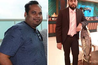 Weight Loss journey from 108 to 78 , Left Picture taken in Sep 2017 and right taken in November 2019