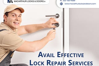 A man is repairing a door lock
