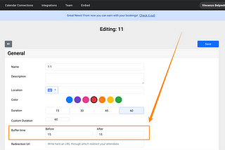 Calendbook Buffer between events booked