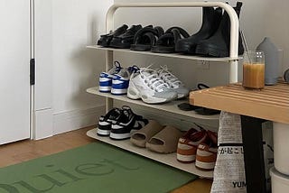 Entryway rack in writer’s apartment, courtesy Vy-Anh Nguyen