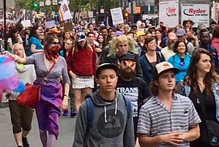 San Francisco TransMarch, approaching Turk Street and the former Compton’s Cafeteria location