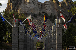Late afternoon at Mount Rushmore National Memorial in South Dakota, USA