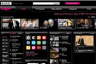 BBC iPlayer homepage in 2007