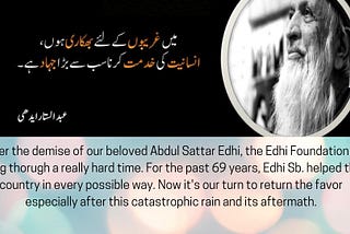 Charity Cause: “Edhi Foundation”