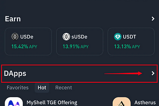 Switch to the Web3 page, scroll down and click on Dapps.