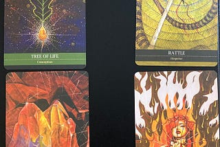Oracle Cards Tree of life, Rattle, Crystals, Fire