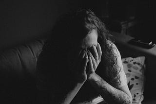 A distraught woman