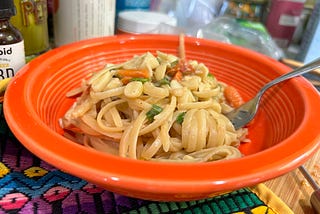 A recipe with only ingredients: vegan white pasta