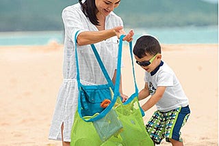 Use Mesh Toys Storage Bag as a Sand-Free Beach Tote