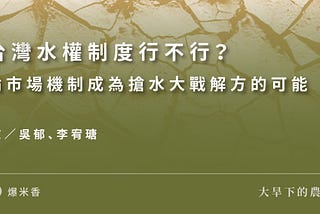 台灣水權制度行不行？論市場機制成為搶水大戰解方的可能