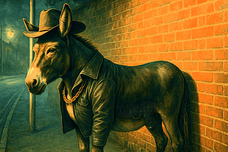 A film noir style mule in a dark alley.