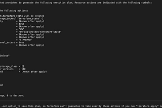 Terraform plan output.