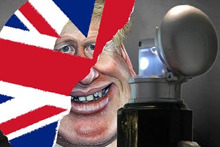 Light reveals dark: Boris Johnson illuminated by a Dumbledore Deluminator — Image created by www.passagefilm.se & based on Boris cartoon by DonkeyHotey /EU-UK flag art by Tim Reckmann. Creative Commons license