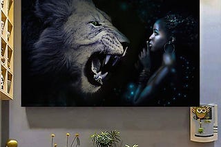 OFFICIAL Taming the beast black girl with lion poster