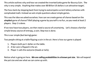 Introduction to Bouncy Coin’s Lotto game