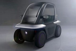 A view of the Zigy concept electric vehicle on full display