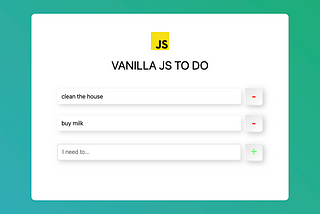 Screen shot of Vanilla JavaScript todo application