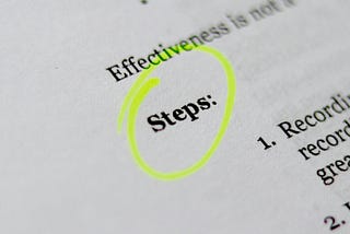 Graphic of the word “Steps” on a sheet of paper