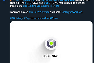 BREAKING NEWS! GNC is landed and open to trade on BITTREX!