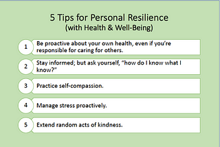Five Tips for Resilience in the Time of Coronavirus (Post #2)