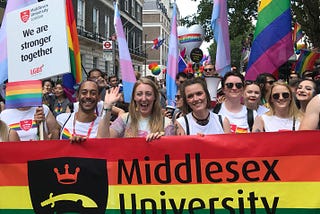 Middlesex University staff and students at Pride in London 2018