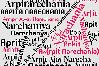 Wordcloud of the different spellings of my name, as spelled by other people and machines.