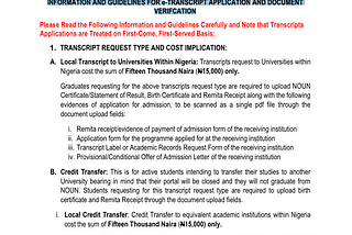 National Open University of Nigeria (NOUN) e-Transcript Application: A Comprehensive Guide (2024)