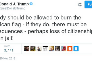 The Freedom to Burn the Flag: Trump’s Tweet, Free Speech, and American Values