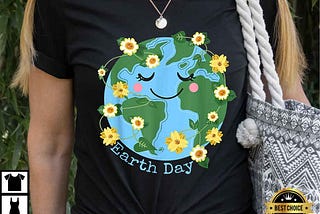 Happy Earth Day Cute Earth With Floral Earth Day T-Shirt