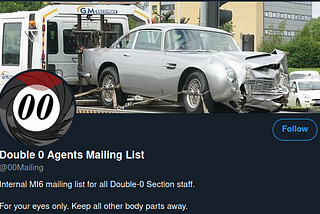 New Twitter parody account: Double-0 Agents Mailing List