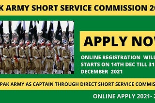 PAK ARMY SHORT SERVICE COMMISSION 2021 ONLINE APPLY