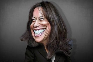 Kamala Harris smiling caricature