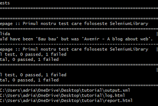 Test results returned from RobotFramework