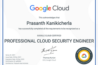 How to achieve Professional Cloud Security Engineer certification in Google.