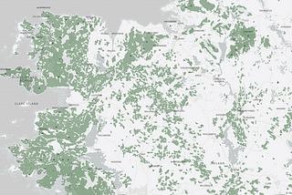 Map of western Ireland showing historic bog data from 2000
