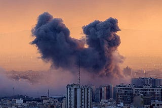 huge cloud of smoke and dust in sky after a bomb