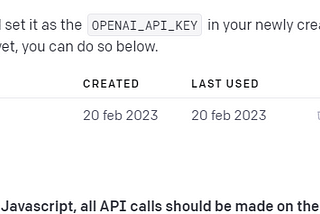 Secret key for OpenAi