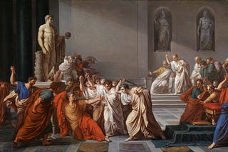The Death of Julius Caesar (1806) by Vincenzo Camuccini, Public domain, via Wikimedia Commons